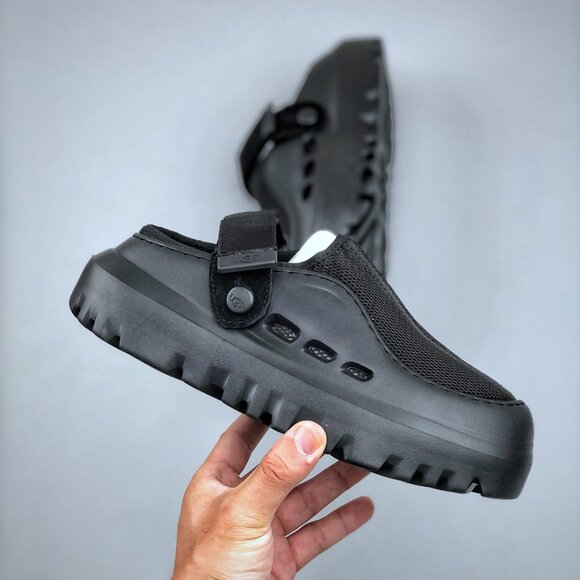UGG Black Mesh Platform Slides